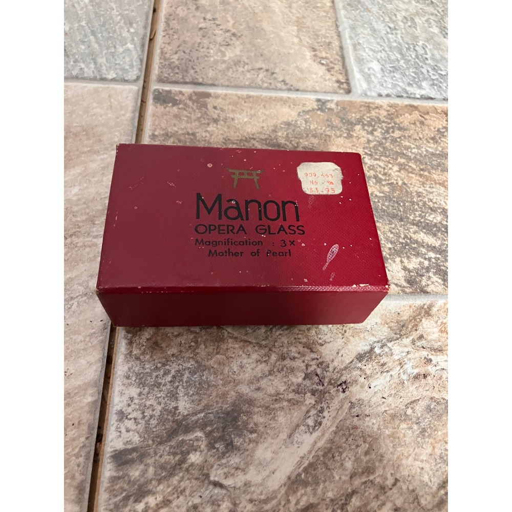 Vintage Manon Shrine Opera Glasses 3x Coated Mother of Pearl Red with Box Case